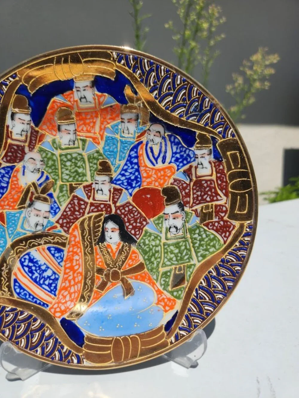 Vintage Japanese Satsuma hand-painted decorative plate Japan Porcelain Asian Art